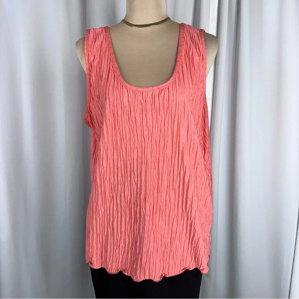 Vintage Sue Blue Tank And Jacket 2 Piece Set Sz‎ XL? Coral Crinkle USA Made READ